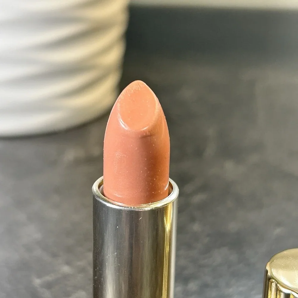 NEW Estee Lauder Mocha‎ Pink All Day Lipstick Gold Ribbed Case Vintage HTF